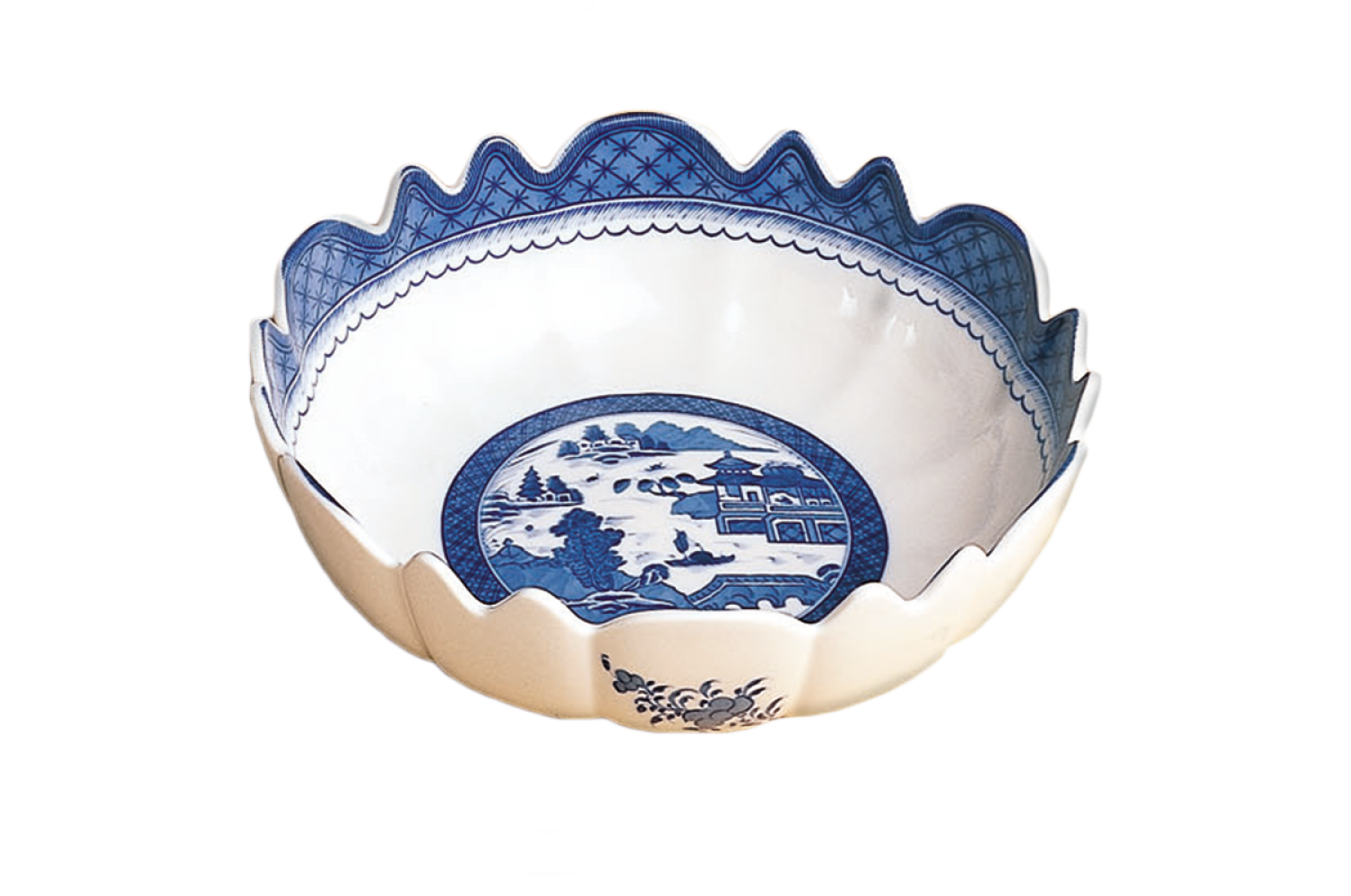 BLUE CANTON SCALLOPED BOWL