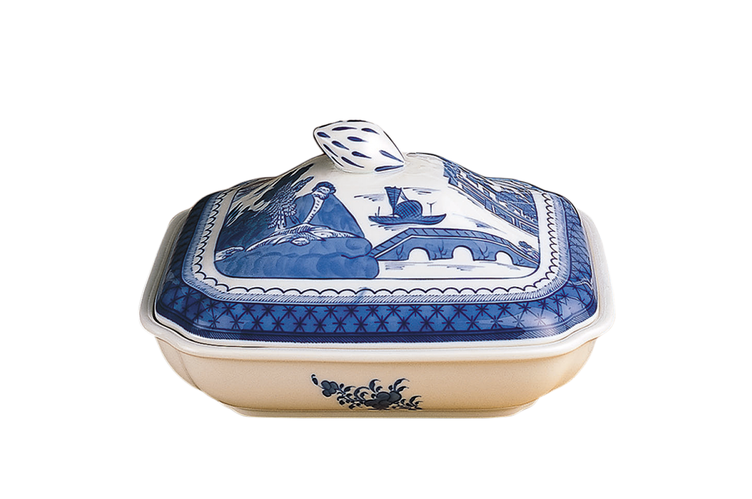 BLUE CANTON SQ VEG BOWL & COVER