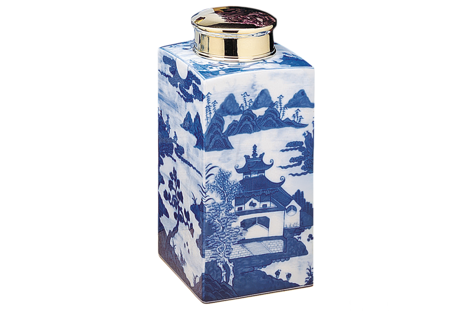 BLUE CANTON TEA JAR, LARGE