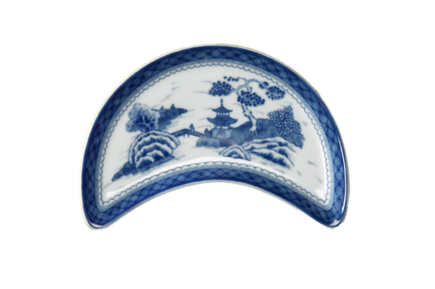 BLUE CANTON CRESCENT SALAD PLATE