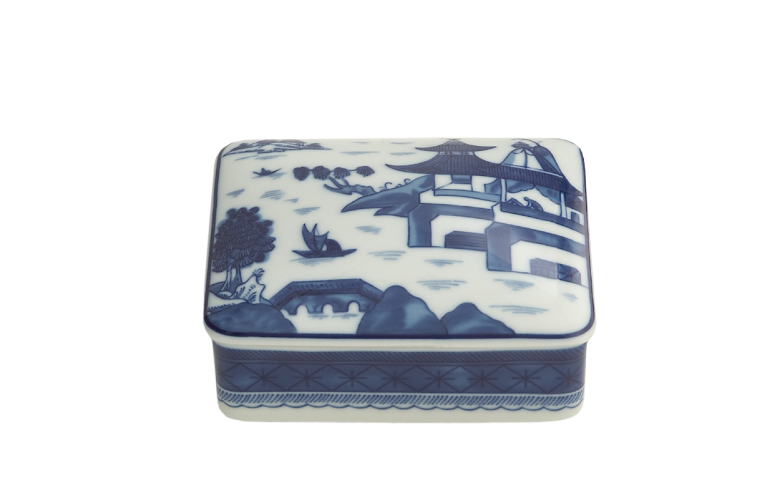 BLUE CANTON RECTANGULAR BOX, MEDIUM 