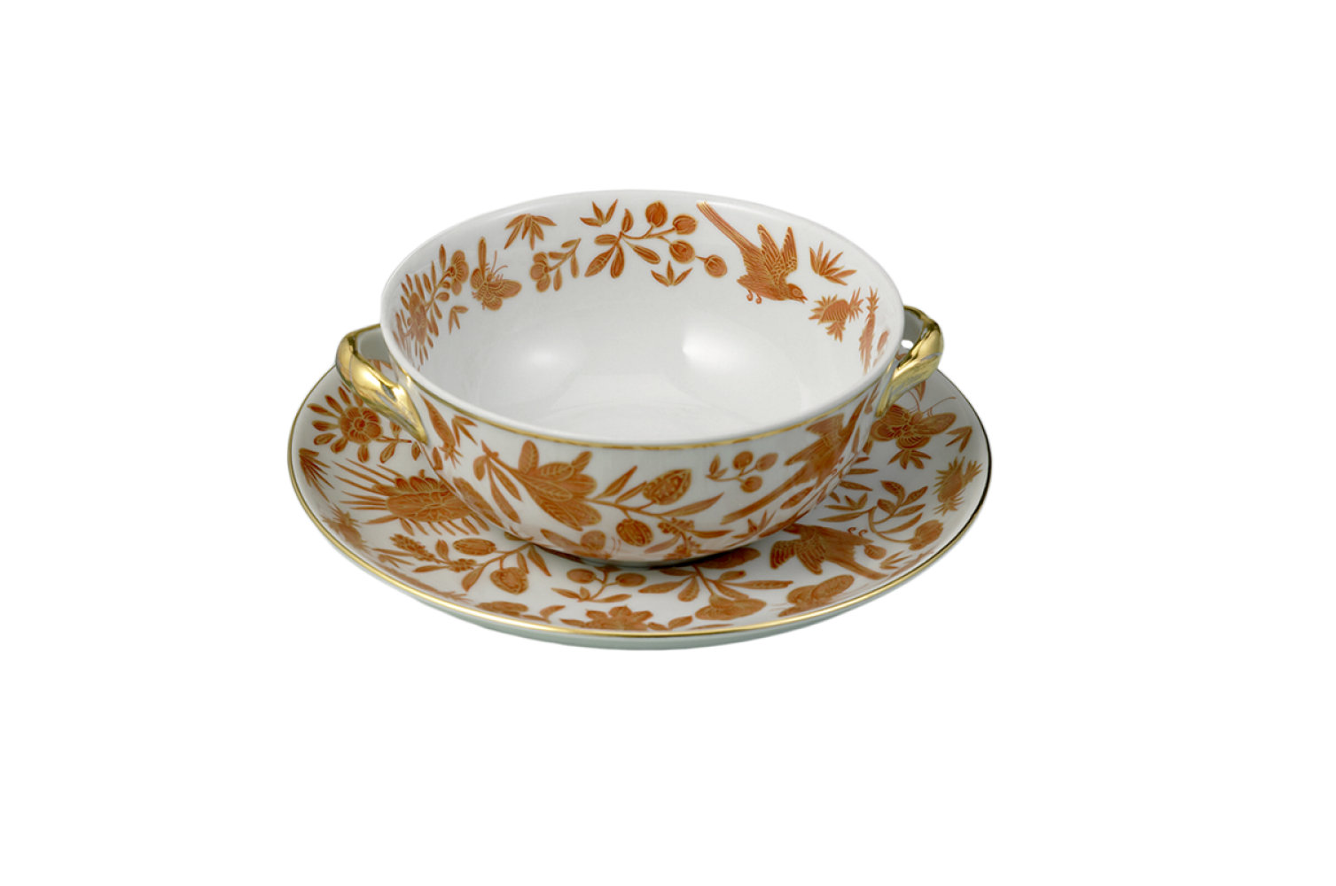 SACRED BIRD & BUTTERFLY CREAM SOUP CUP & SAUCER