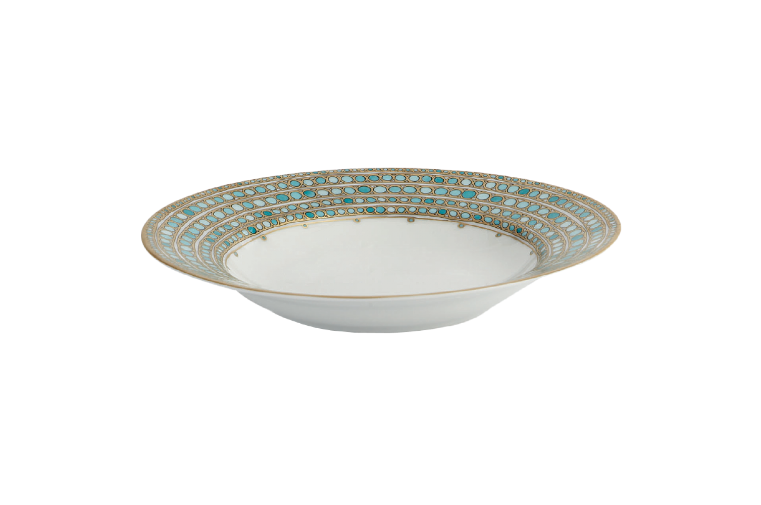 SYRACUSE TURQUOISE FRENCH RIM SOUP PLATE 