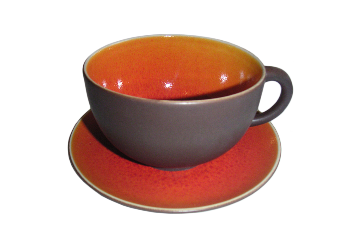 TOURRON ORANGE JUMBO CUP & SAUCER