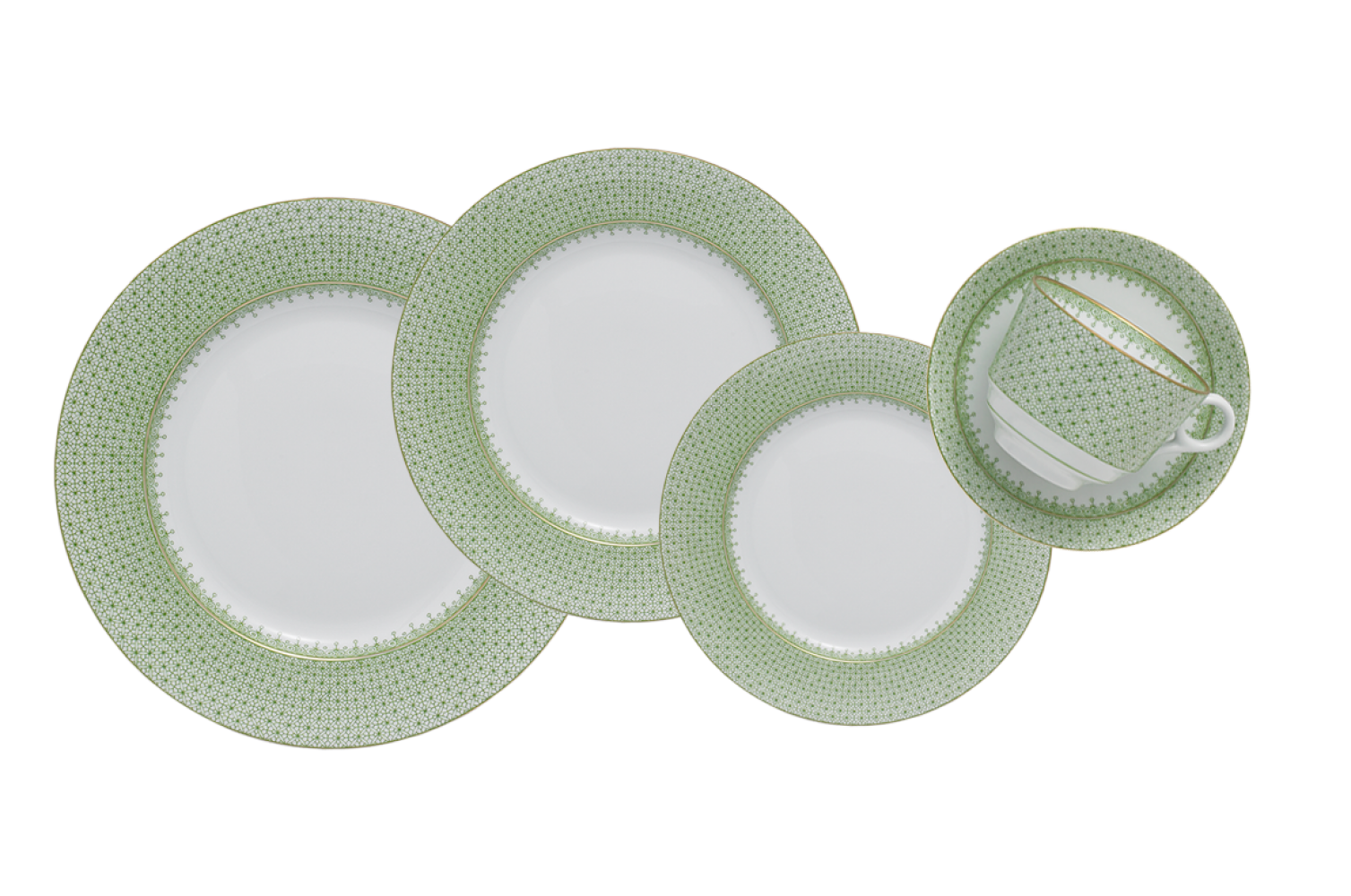 APPLE GREEN LACE 5PC PLACE SETTING