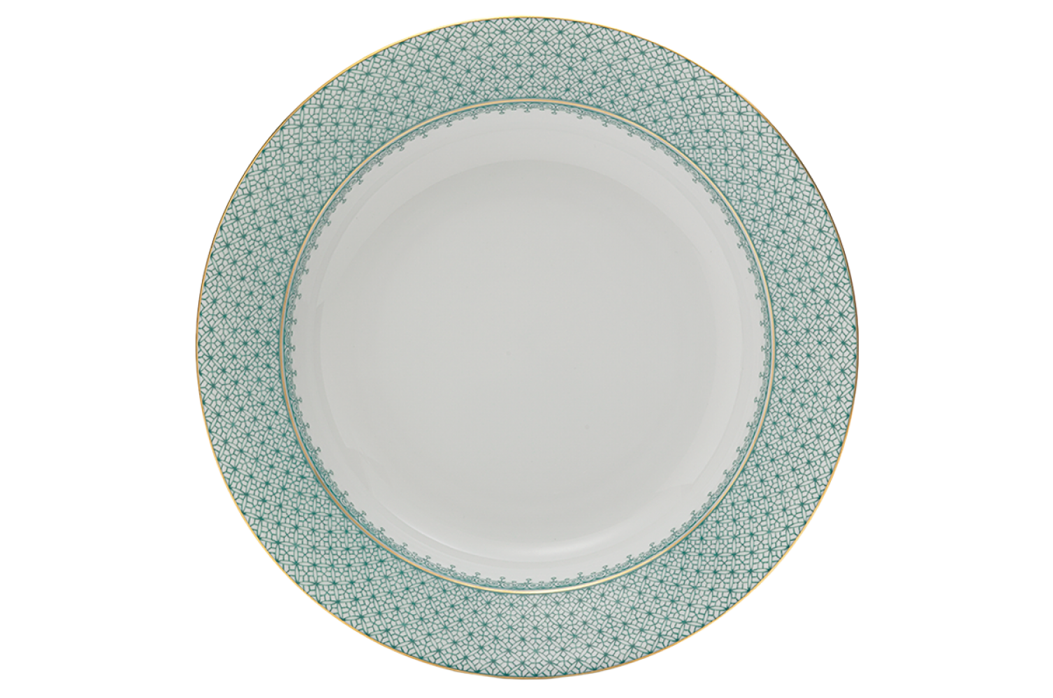 GREEN LACE RIM SOUP PLATE