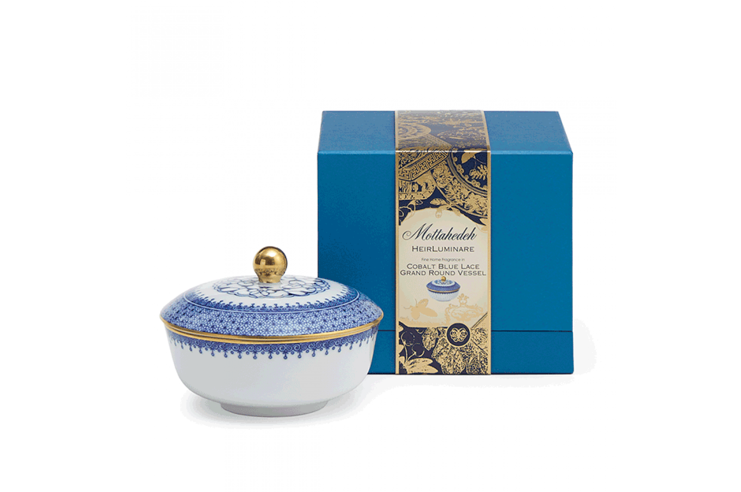 COBALT BLUE LACE HEIRLUMINARE GRAND ROUND BOX