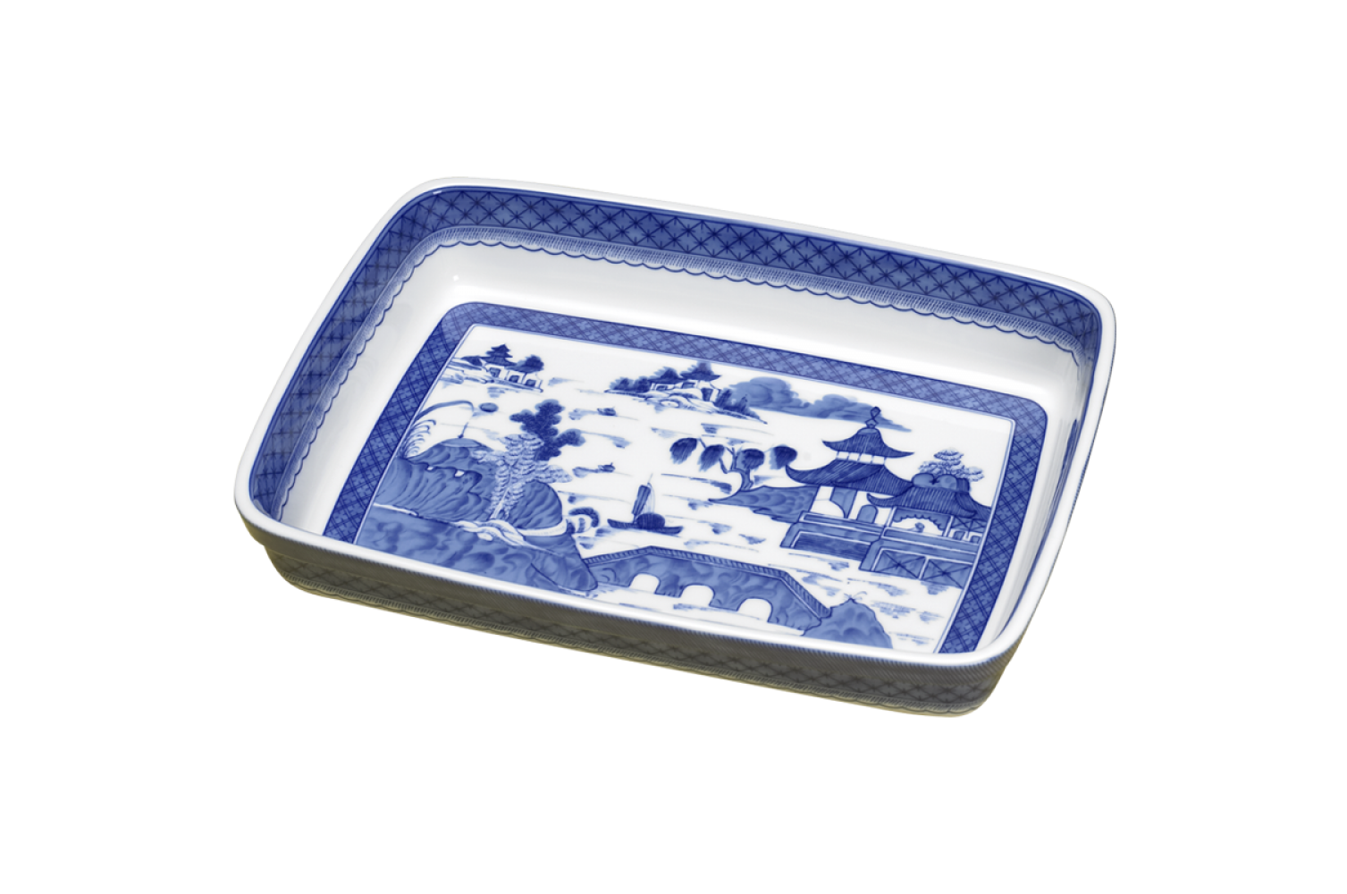 BLUE CANTON RECTANGULAR BAKER