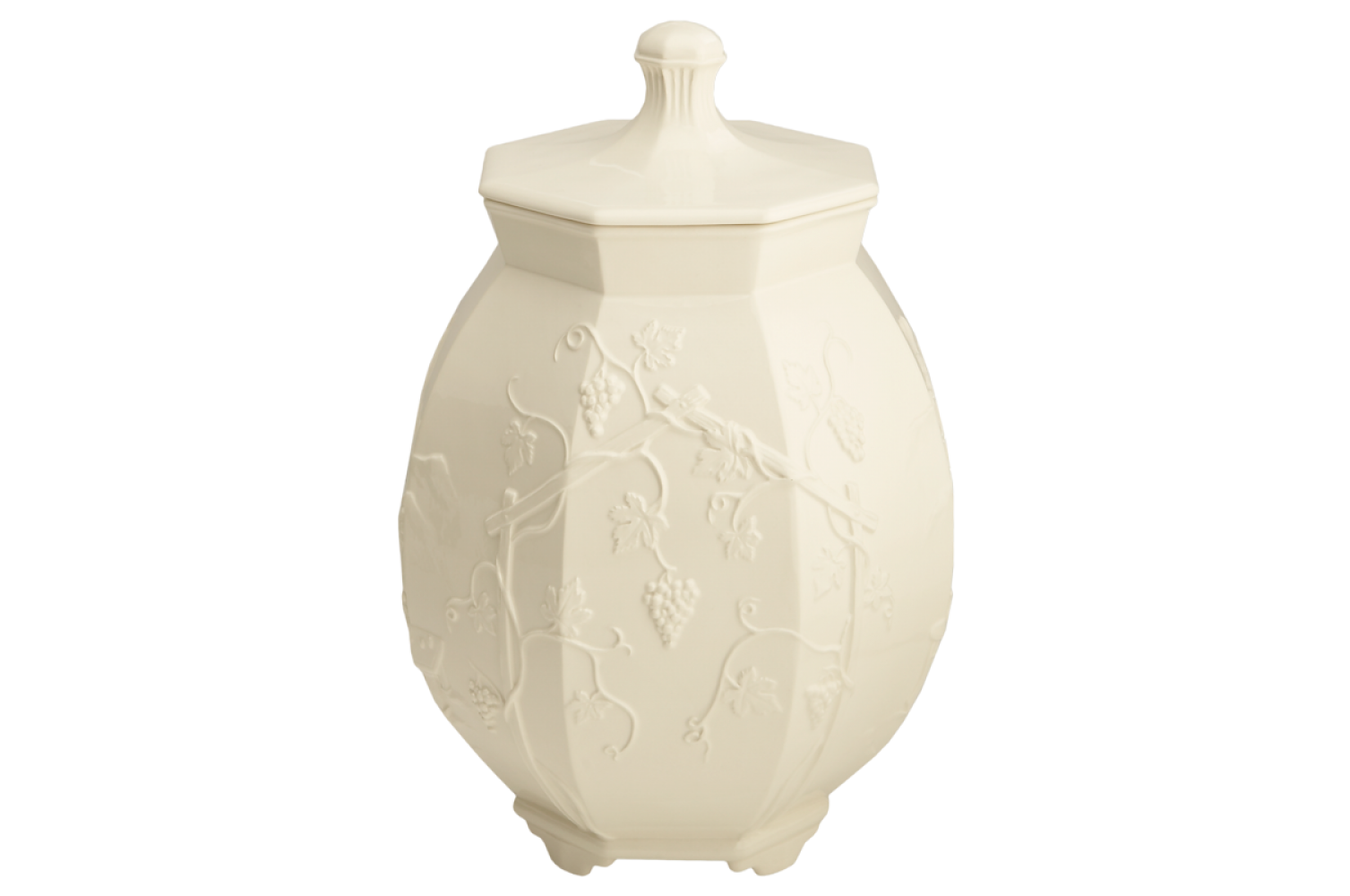 OCTAGONAL FOOTED URN WITH COVER