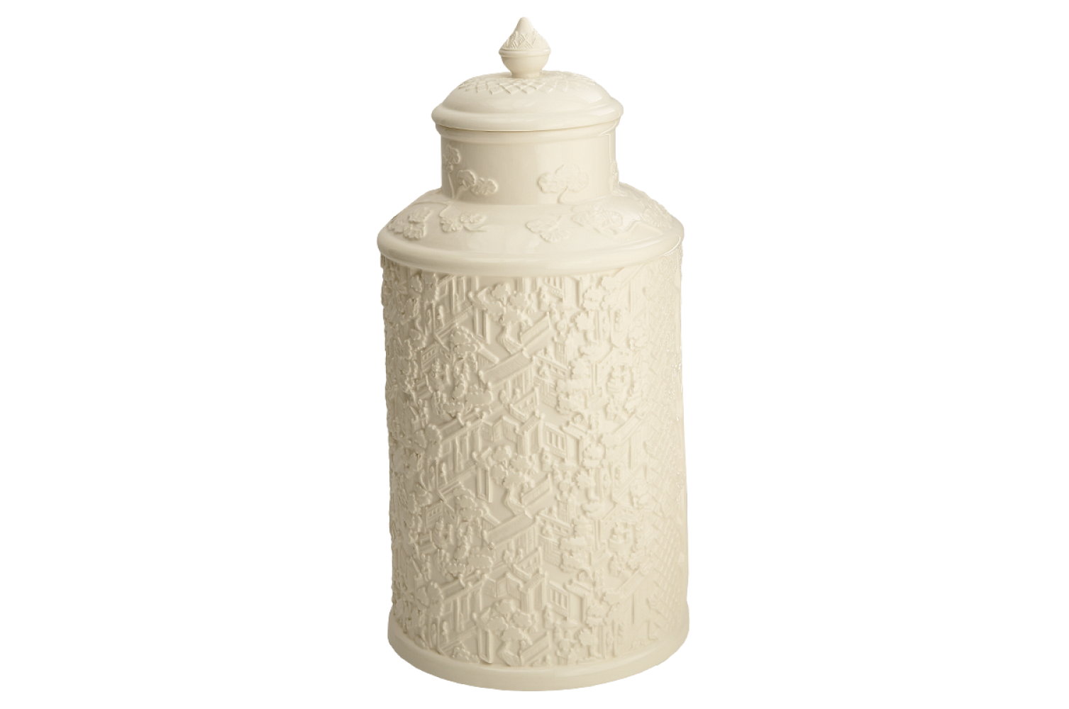 CREAMWARE WALL OF CHINA COVERED JAR