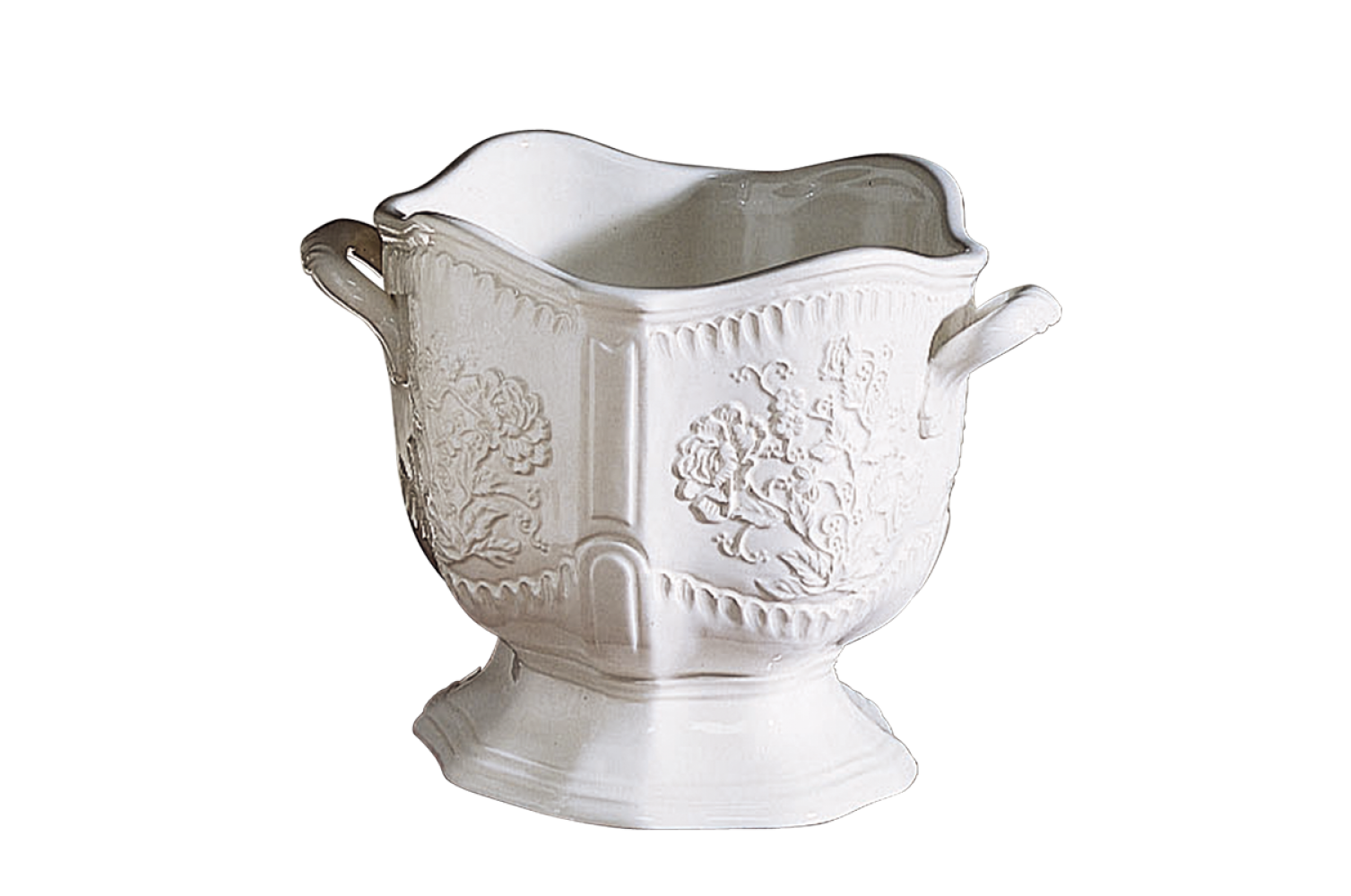 CREAMWARE ROUND EMBOSSED CACHEPOT