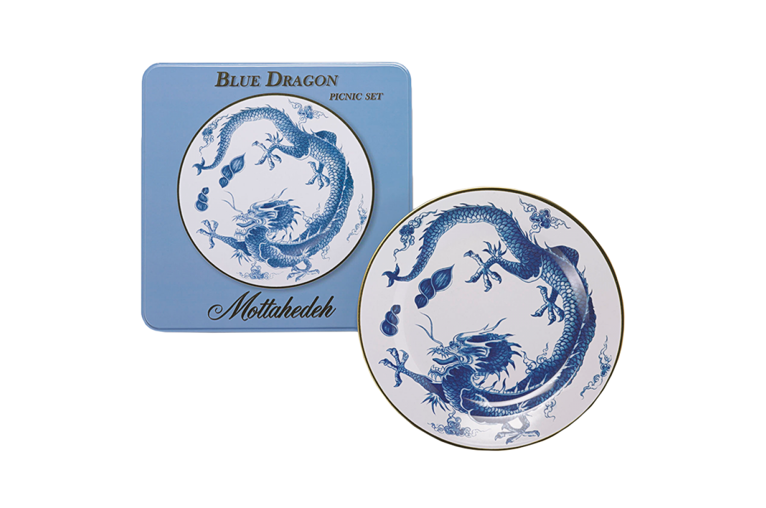 BLUE DRAGON PICNIC SET OF 4-TIN