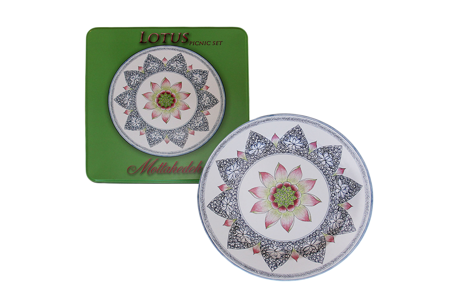 LOTUS BLOSSOM PICNIC SET OF 4-TIN