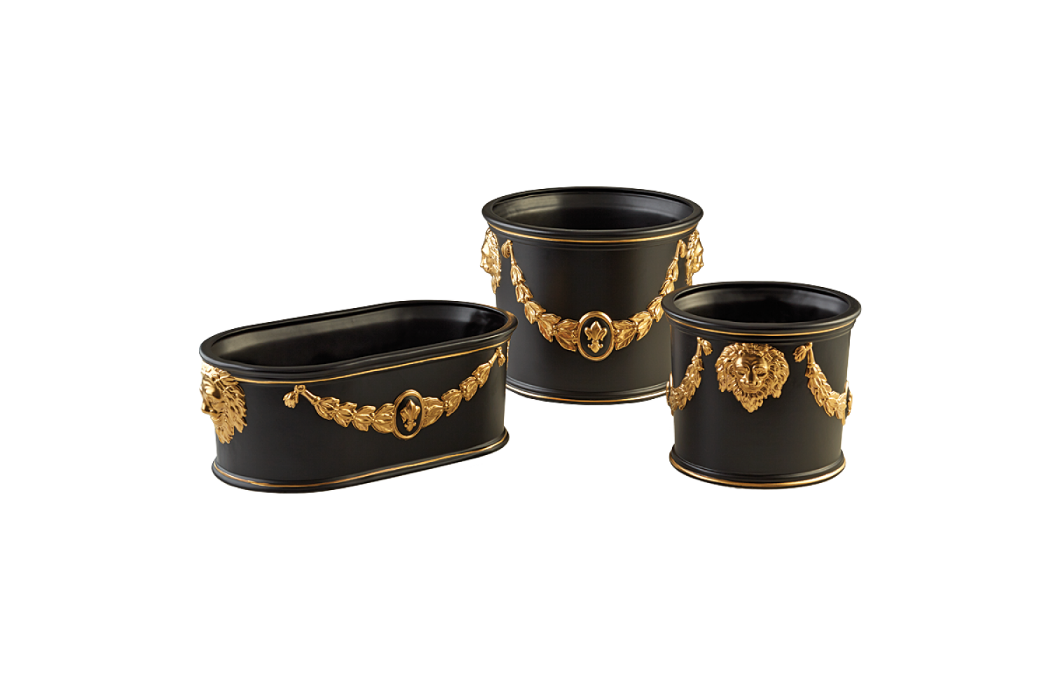 ROUND CACHEPOT BLACK & GOLD, SMALL