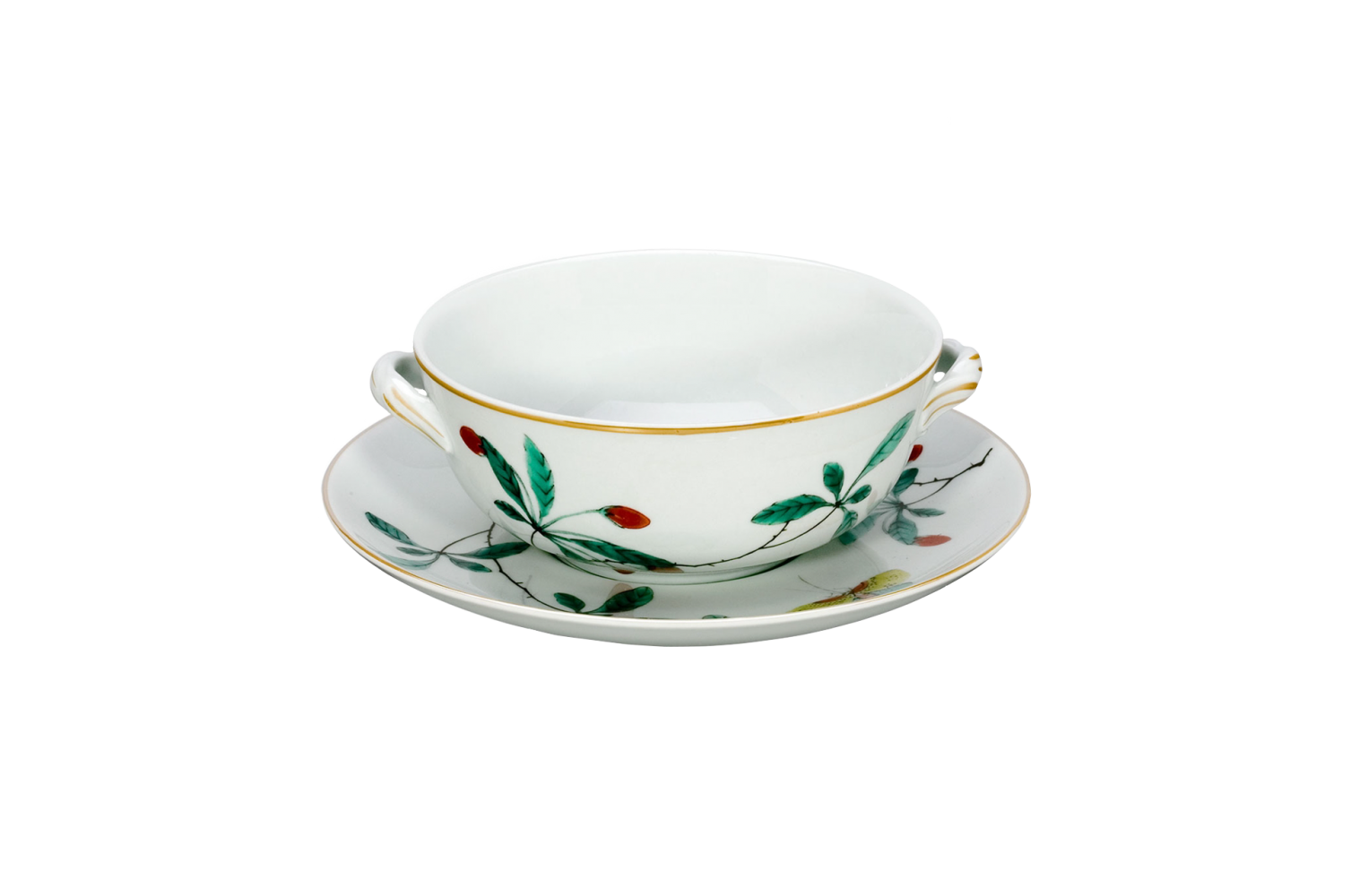 FAMILLE VERTE BOUILLON CUP & SAUCER 