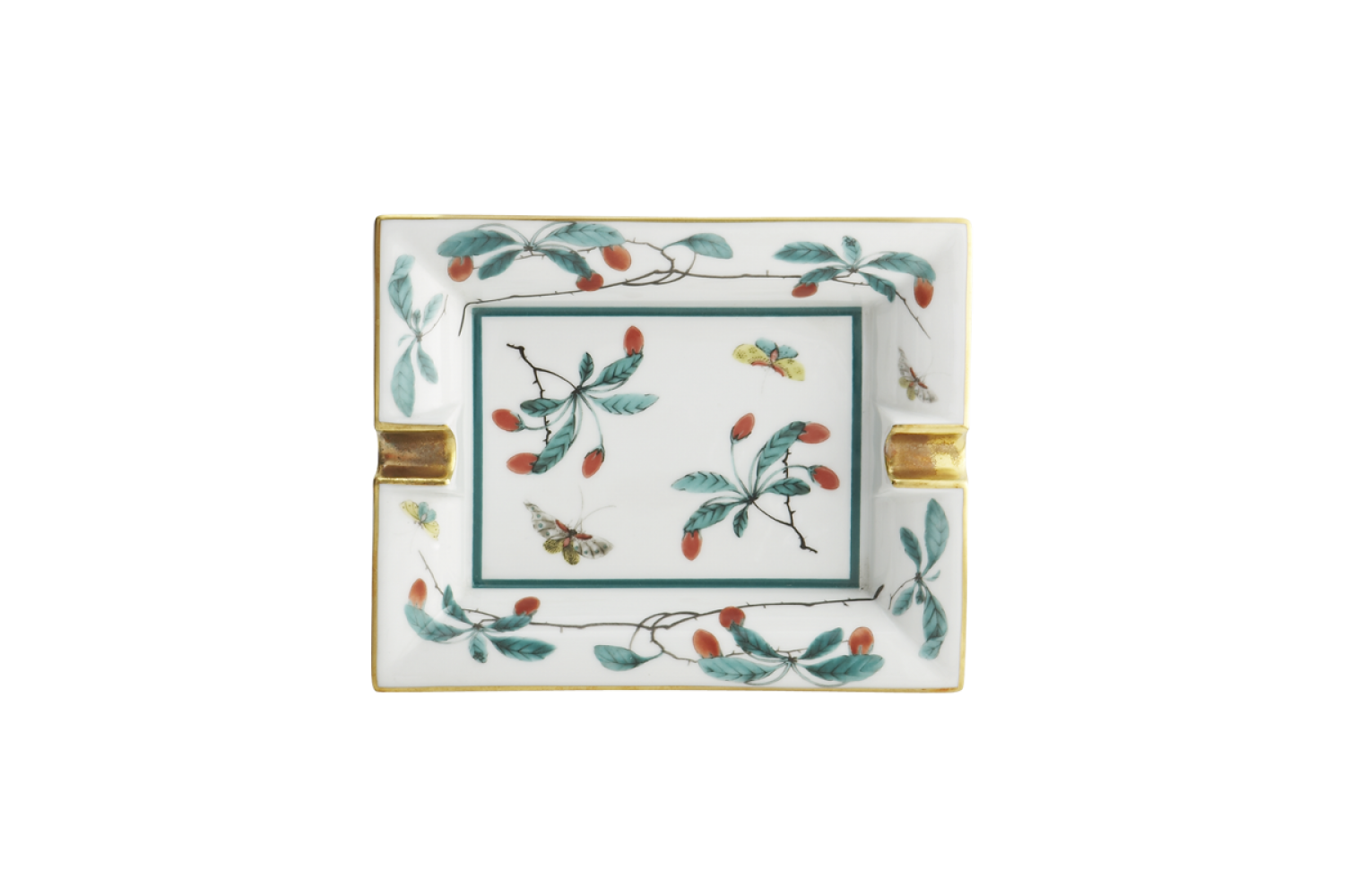 FAMILLE VERTE SQUARE ASHTRAY, LARGE