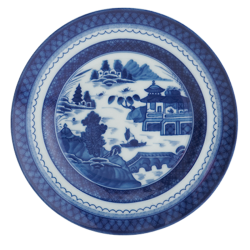 BLUE CANTON RIM SOUP PLATE