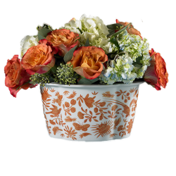 SACRED BIRD & BUTTERFLY LOBED CACHEPOT