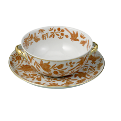 SACRED BIRD & BUTTERFLY CREAM SOUP CUP & SAUCER