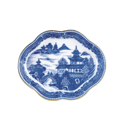 BLUE CANTON LOBED TRAY, SMALL