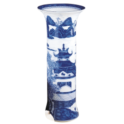 BLUE CANTON TRUMPET VASE