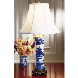 BLUE CANTON TRUMPET LAMP