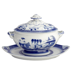 BLUE CANTON OVAL TUREEN & STAND