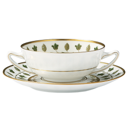 MATIGNON GREEN CREAM SOUP BOWL & SAUCER