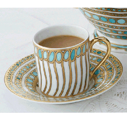SYRACUSE TURQUOISE DEMITASSE CUP & SAUCER