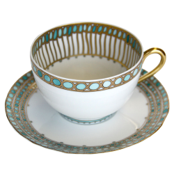 SYRACUSE TURQUOISE TEA CUP & SAUCER