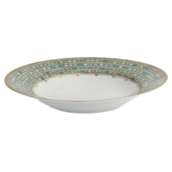 SYRACUSE TURQUOISE FRENCH RIM SOUP PLATE 