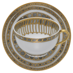 SYRACUSE TAUPE  TEA CUP & SAUCER