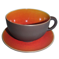 TOURRON ORANGE JUMBO CUP & SAUCER