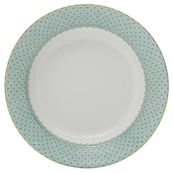 GREEN LACE RIM SOUP PLATE