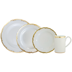 CHELSEA FEATHER GOLD 4PC PLACE SETTING