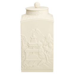 FIGURE SQUARE TEA JAR WITH COVER