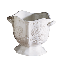 CREAMWARE ROUND EMBOSSED CACHEPOT