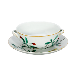 FAMILLE VERTE BOUILLON CUP & SAUCER 