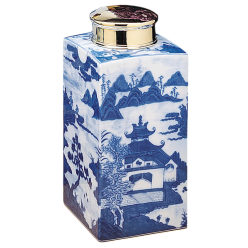 BLUE CANTON TEA JAR, LARGE