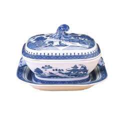 BLUE CANTON SAUCE TUREEN&STAND