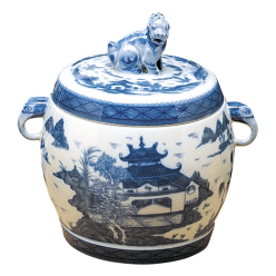 BLUE CANTON FU DOG JAR, SMALL