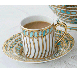SYRACUSE TURQUOISE DEMITASSE CUP & SAUCER