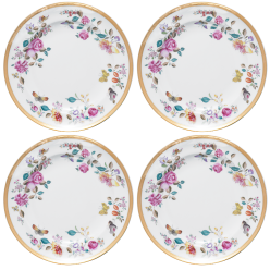 LOWESTOFT GARDEN DESSERT PLATES, SET/4