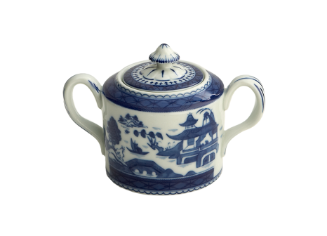 BLUE CANTON SUGAR BOWL & COVER