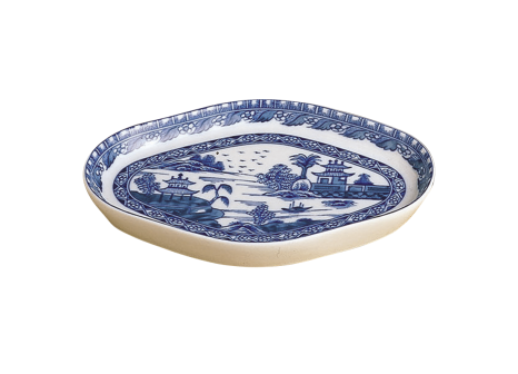 BLUE CANTON OVAL TRAY