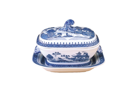 BLUE CANTON SAUCE TUREEN&STAND