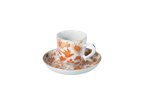 SACRED BIRD & BUTTERFLY DEMITASSE CUP & SAUCER