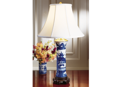 BLUE CANTON TRUMPET LAMP