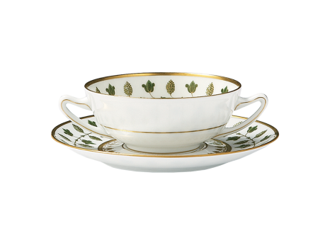MATIGNON GREEN CREAM SOUP BOWL & SAUCER