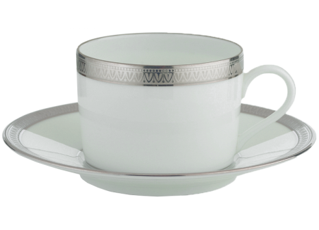 MALMAISON PLATINUM WITH FILET TEA CUP AND SAUCER